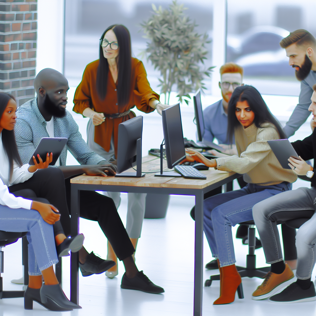 A diverse team of digital marketers collaborating